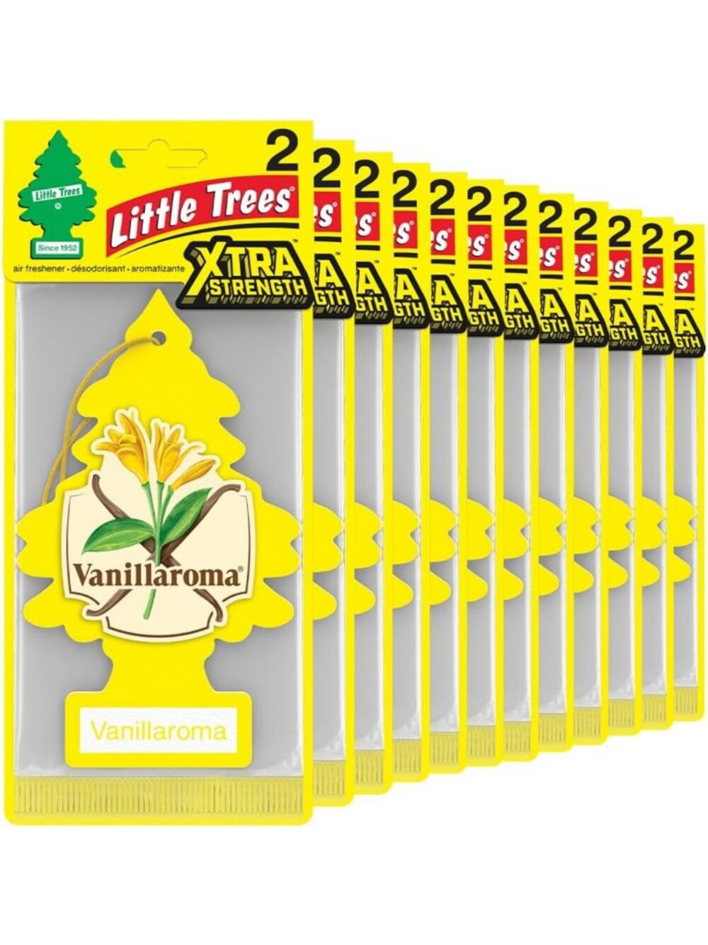Long-Lasting Car Air Freshener | Xtra Strength Vanilla Scent | 24 Pack for Auto